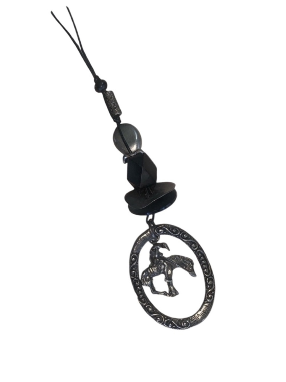 Ragamuffin Couture's Silver "End of the Trail’ Necklace, long leather cord OOAK
